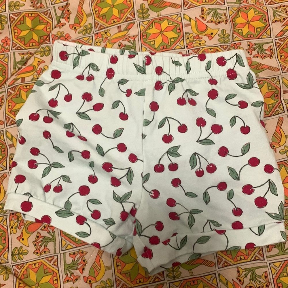 SweetHoney Toddler Girl Cherry Lounge Shorts 3T White Fruit Print Cotton Blend